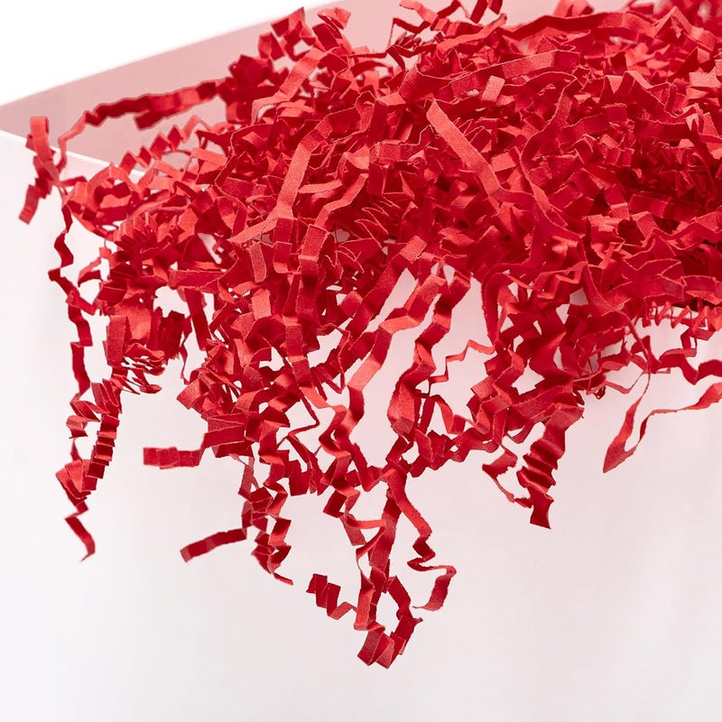 Mefleet 1 LB Crinkle Cut Paper Shred Filler Red Crinkle Shredded Paper for Gift Box - Gift Basket Bag Filler - Grass Cushion Stuffing for Valentine's Day Holiday Packaging Wrapping - Image 2